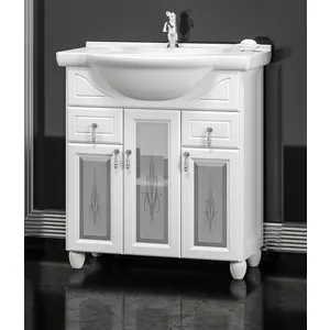 

Cabinet under the sink opadiris Tibet 80 glass with a picture, white matte 9003 (z0000012646)