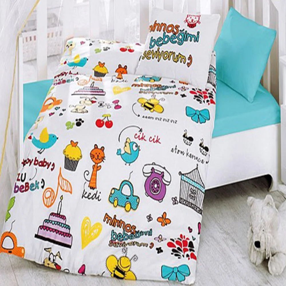HAPPY Baby Bedding Duvet Cover Set Crib For Boy Made in Turkey 100