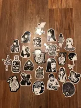 Pegatina de cómic de Horror para monopatín, adhesivo impermeable de Anime japonés Tomie, para equipaje y portátil, color blanco y negro, 10/21/49/50/56 Uds.