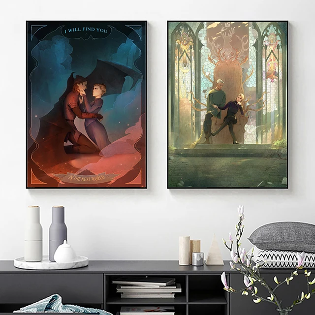 ACOTAR Series by Sarah J Maas Painting Canvas Poster Feyre and Rhysand  Illustration Prints Gwynriel Illustration Picture Decor