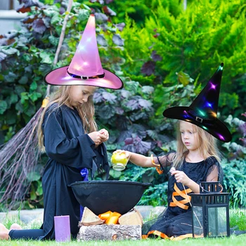 

halloween witch hat wizard LED lights hat outdoor festival led lantern Halloween decor accessory masquerade cosplay clothing