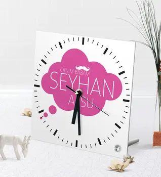 

Personalized Dear Dad Desktop Square Glass Saat-2