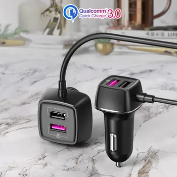 Vehemo 4 ポート QC3.0 高速車の充電器車の充電器 mobilephone にのための 4 ポート usb 車の充電器後部座席充電ユニバーサル iphone