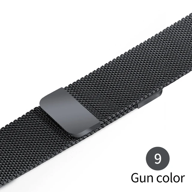 Stainless Steel Milanese Strap For Apple Watch 6 Se Band 44mm 40mm 42mm 38mm Smartwatch iWatch Series 345 Bracelet Magnetic Loop 9 Gun color