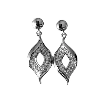 

Sterling silver earrings 925m long 30mm. With rhodium plated rhombus ringlet stones zircons close pressure