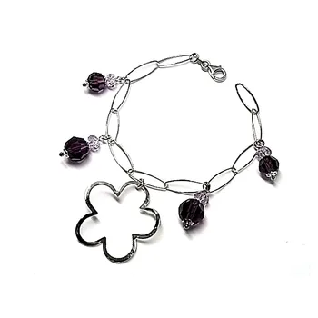 

Bracelet 925 sterling silver m lisa crystal Swarovski flower openwork [AB0002]