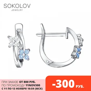 

SOKOLOV Silver drop earrings with stones with blue cubic zirconia fashion jewelry silver 925 women's/men's, male/female, long earrings