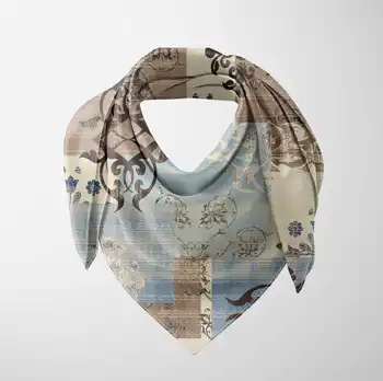 

Else Blue Brown Authentic Vintage 3d Printed Square Rayon Fabric Neck Head Floral Pattern Scarf Scarves Women Hijab