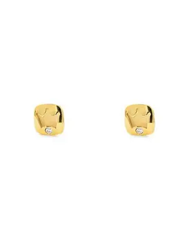

Gold earrings Girl square Crown openwork matte and shimmer (9kts)