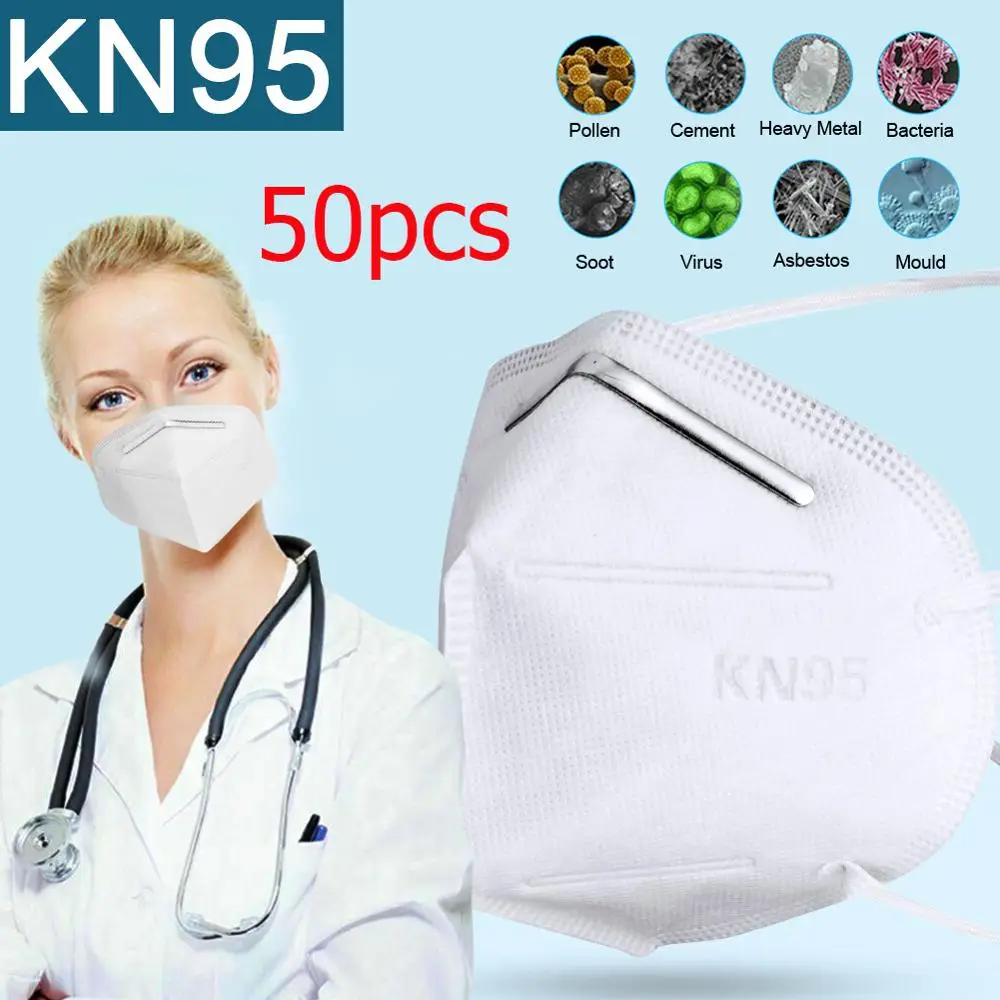 

50PCS KN95 Mask Flu Anti Infection KN95 Masks 4 Layers Particulate Respirator PM2.5 Protective Safety Same as N95 KF94 FFP2