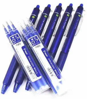 

Pilot-5 clear Frixion Clicker pens blue and six Recambios-0.7mm.