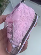 Zapatos de piel sintética para bebé de 0 a 18M, antideslizantes, con encaje bordado Floral, suaves, para antes de caminar, niños pequeños, caída de zapatos