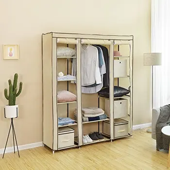 

Non-woven Cloth Wardrobe Closet Bedroom Cabinet Cupboard Furniture 150x45x175 cm Beige LSF03M