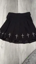 Summer pleated women streetwear wild black skirts gothic A-line embroidery mini skirt