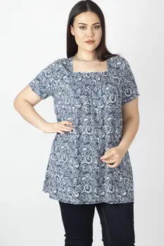 

Sans Textile Women Indigo Cotton Fabric Front Print Blouse 65 N16138