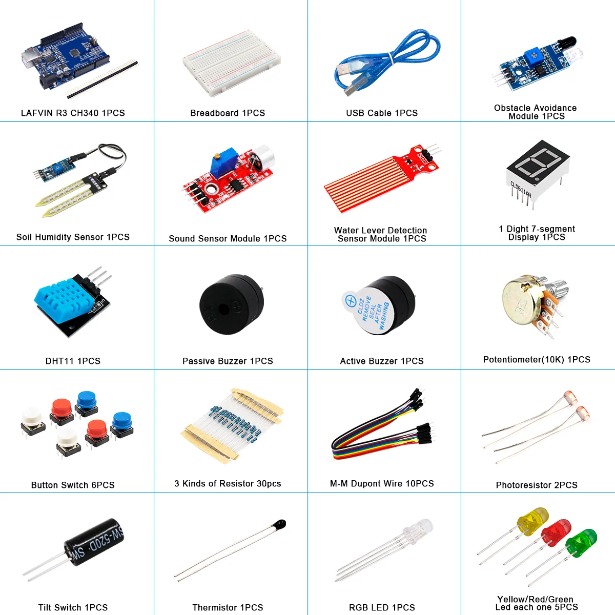 LAFVIN Basic Starter Kit Arduino Uno Set R3 – Board / Breadboard ...