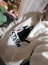 Sudadera con capucha para mujer, suéter pequeño negro con capucha de gato y cuchillo, de talla grande, sudadera estética para mujer, moda de invierno