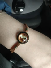 Pulseras de cuero de zorro durmiente, cristal redondo de 20mm, accesorios de mano con patrón bonito, 2020