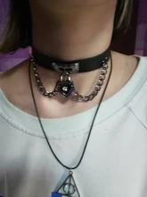 Gothic Choker Necklace Lock-Key Hip-Hop-Bondage-Cosplay Sexy Heart Women Punk for Rivets