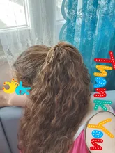 NICESY-extensiones de cabello sintético largo ondulado para mujer, pelo sintético de alta temperatura, color negro, 22 pulgadas, 5 Clips