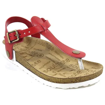 

SOULMATE SANDALS CHER Interchangeable Woman Toe Thong Genuine Leather Flip Flop RED Casual Party Beach Ladys Flat Sandals