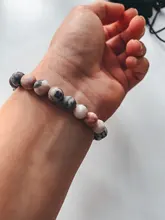 Pulsera de cuentas de Buda de Lotus Ohm, piedra Natural hecha a mano, piedra de cebra rosa, amuleto de loto, para hombres y mujeres, regalos de joyería de Yoga