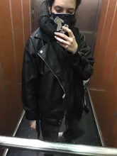 Women's Wild-Jacket Turn-Down-Collar Spring Zipper Black Fashion EAM High-Quality Loose