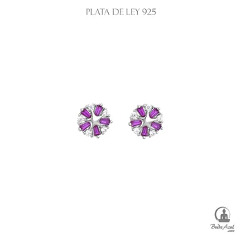 

Pendientes Plata de Ley 925 FLOR CIRCONITA VIOLETA Joyería Silver C320