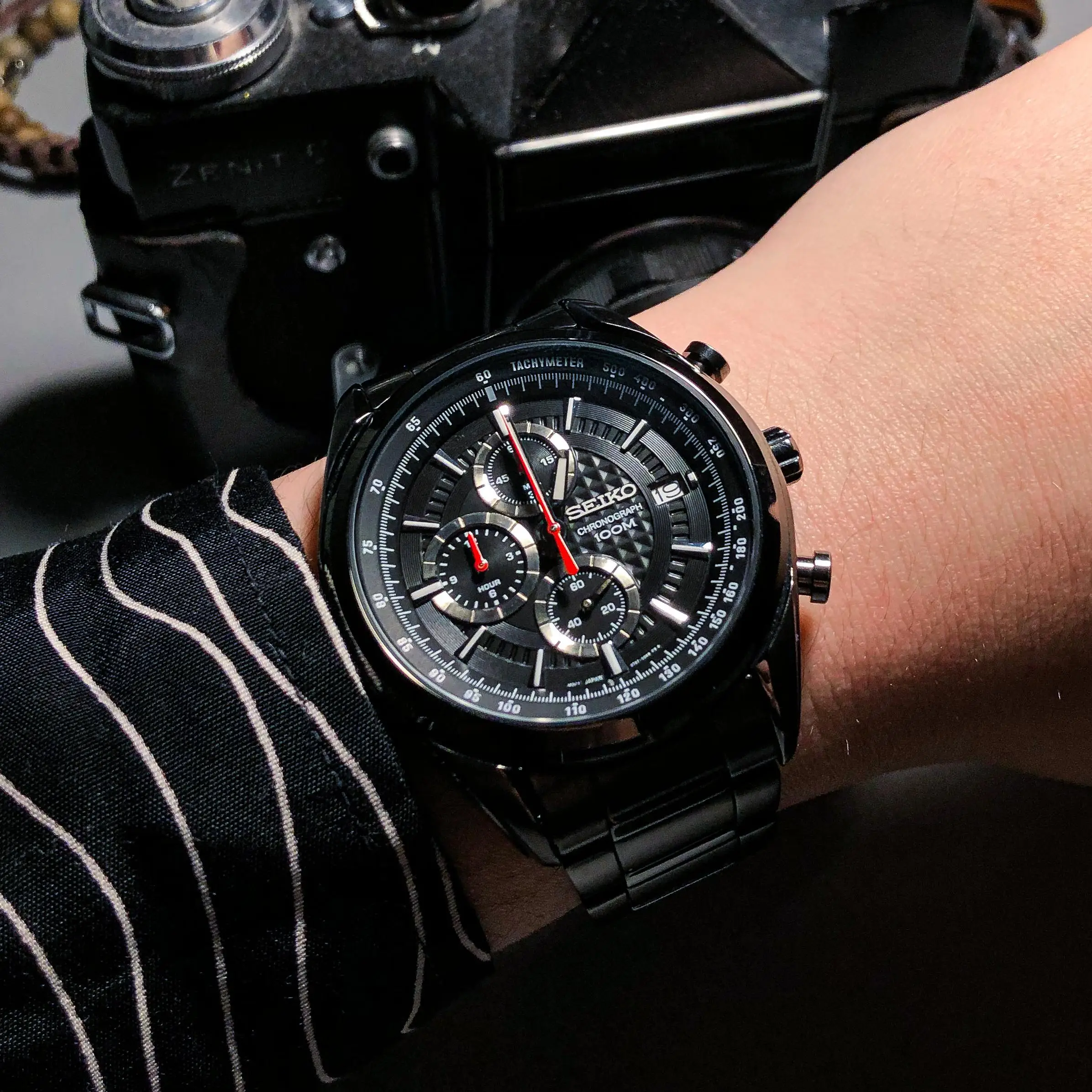 Мужские часы Seiko Neosports SSB179P1, кварцевые часы с черным циферблатом  45 мм, водонепроницаемым стальным ремешком 100 м, черный циферблат |  Наручные часы | АлиЭкспресс