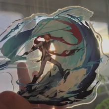 Figura de Anime Genshin Impact Zhongli Diluc Venti Klee Keqing Qiqi, soporte acrílico, modelo de placa, decoración de escritorio, señal de pie, regalos para seguidores