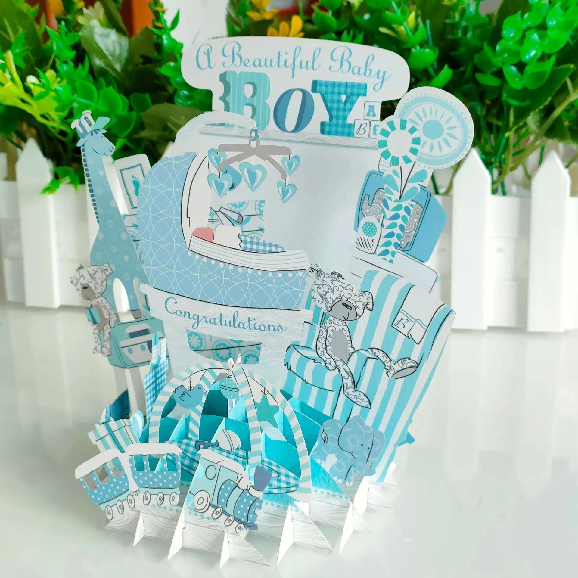 Newborn Birthday Greeting Card 3D Pop Up Baby Blessing Card Handmade Blue  Pink Paper Gifts Postcard Greeting Cards| | - AliExpress
