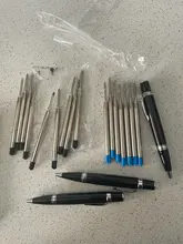 Mini Bolígrafo De metal de lujo con 2 recambios, bolígrafo portátil de 0,7mm con tinta azul y negra