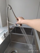 Grifos de latón para fregadero de cocina, escobilla, Palanca única, resorte extraíble, mezcladores, agua fría y caliente, grúa 9009