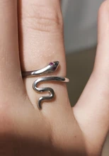 Anillos De Serpiente de cristal para mujer, de Plata de Ley 925 Vintage con personalidad, anillos ajustables de plata tailandesa Punk