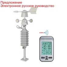 Station météo anémomètre à palettes 5 en 1 avec direction du vent et thermomètre intérieur extérieur hygromètre réglage d'alarme(China)