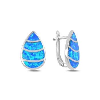 

Teleplus Opal Stone Drop J Earrings 925 Sterling Silver