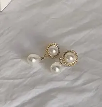 Clásico de alta calidad grande de imitación gota de agua perla Clip en pendientes sin Piercing para las mujeres de la boda Clips de oreja regalo