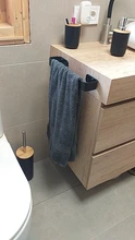 Accessories Towel-Holder Wall-Mounted Washroom Black Aluminum Square Space Single