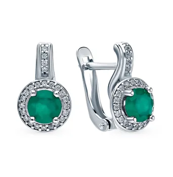 

Silver earrings with cubic zirconia and agate sunlight