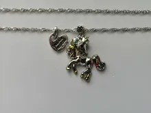 Colgante con forma de corazón de unicornio y diamantes de imitación para mujer, collar de Animal de poni, regalo de joyería