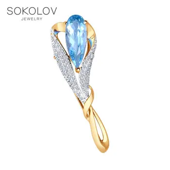 

Brooch "Calla" with topaz SOKOLOV fashion jewelry gold 585 women's male