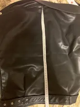 Jacket Coat Fitaylor Faux-Leather Loose Outwear Casual PU Sashes Black Tops Bf-Style