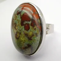 Dragon Blood Stone Oval Bead GEM Finger Ring Jewelry Size 8-9  X102 1