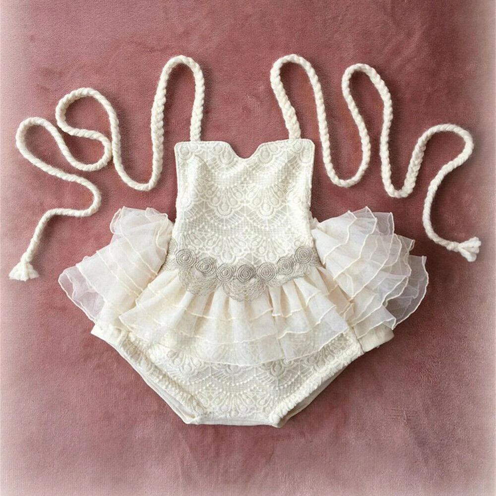 white lace newborn romper