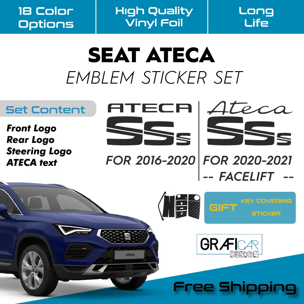 Наклейка на эмблему SEAT ATECA для набора-Виниловая Фольга-наклейка-цвета