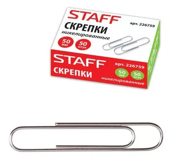 

Staff paper clips, nickel plated Oval