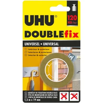 

ADHESIVE TAPE DOUBLE FACED UHU DOUBLEFIX 1, 5MX19MM BROWN