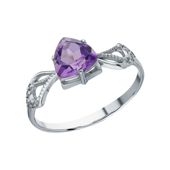 

Silver ring with amethyst sunlight sample 925