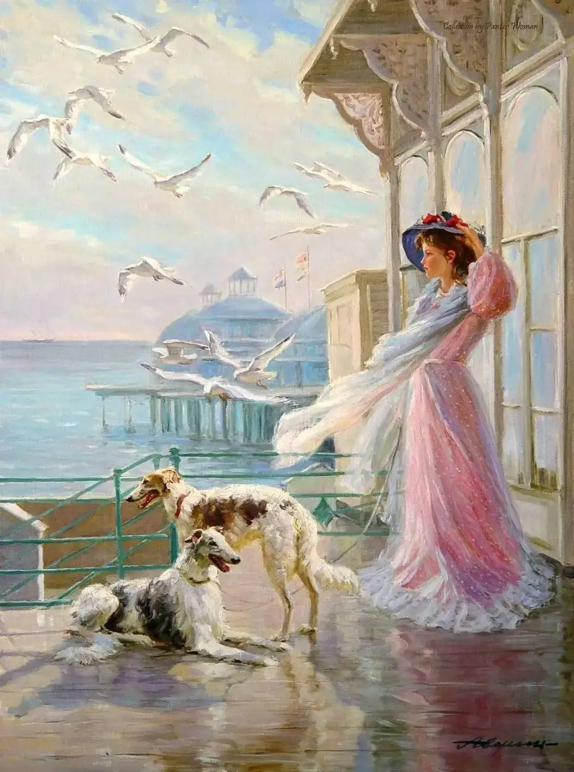 

paint by number art painting by numbers lady and dogs for home decoration