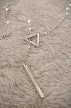 DOTIFI para las mujeres collares la innovación pendiente doble cadena larga calado triángulo y Baguette collar de acero inoxidable